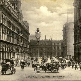 Postcard - Looking west along Martin Place from Pitt Street Sydney, 1908