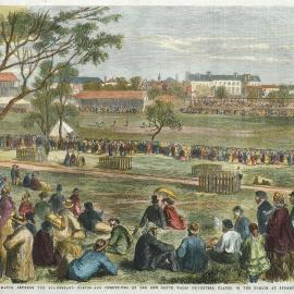 Engraving - Match between the All-England Eleven and New South Wales Cricketers, the Domain, Sydney, circa 1862