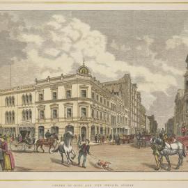 Engraving - King and Pitt Streets Sydney, circa 1884