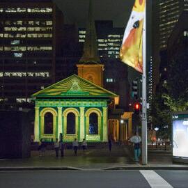 Christmas lights at the Saint James Church, Macquarie Street, 2008