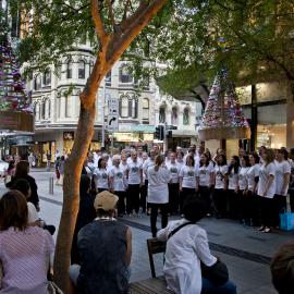 An adult choir in Pitt Street Mall, Christmas, 2012