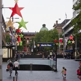 Decorations above Martin Place Station, Christmas, 2012