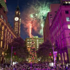 The Christmas tree and fireworks at the Martin Place Concert, 2012