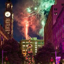 The Christmas tree and fireworks at the Martin Place Concert, 2012