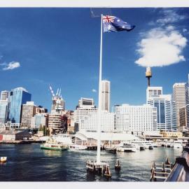 Sydney CBD skyline from the Pyrmont Bridge Pyrmont, 1992