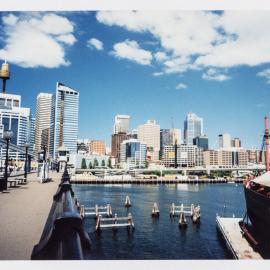 View across Cockle Bay towards CBD skyline from the Pyrmont Bridge Pyrmont, 1992