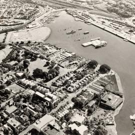 Site Fence Image - Aerial view of Rozelle Bay and Jubilee Park Glebe, circa 1984