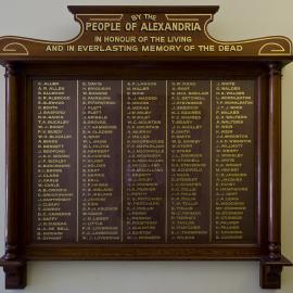 Alexandria Town Hall WW1 Honour Board, south wall Garden Street Alexandria, 2014