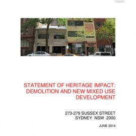 Statement of Heritage Impact - 273-279 Sussex Street Sydney, 2014