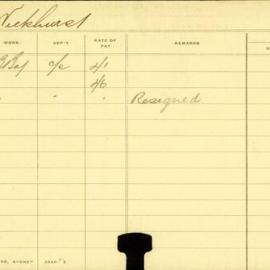 Staff Card - Wickhurst, C - employed 1907-1908