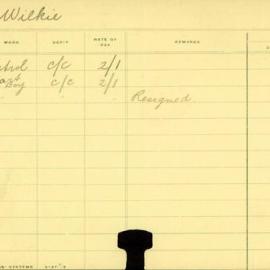 Staff Card - Wilkie, S - employed 1908