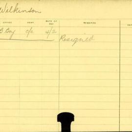 Staff Card - Wilkinson, C - employed 1914