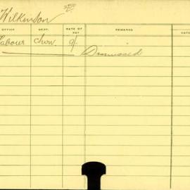 Staff Card - Wilkinson, G - employed 1915