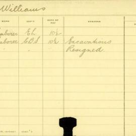 Staff Card - Williams, E - employed 1908