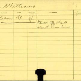 Staff Card - Williams, E - employed 1915