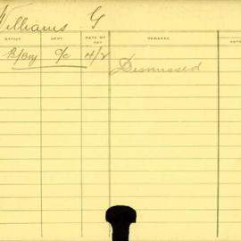 Staff Card - Williams, G - employed 1916