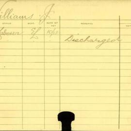 Staff Card - Williams, J - employed 1916