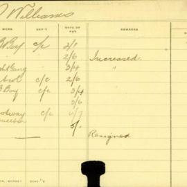 Staff Card - Williams, JT - employed 1907-1911