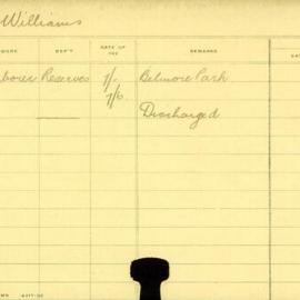 Staff Card - Williams, L - employed 1909