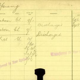 Staff Card - Young, J - employed 1913-1920