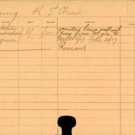 Staff Card - Young, R - employed 1916-1917