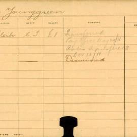 Staff Card - Younggreen, C - employed 1911-1912