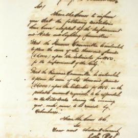 Letter - Resolutions and costs adopted by the Improvement and Water and Lighting Committees, 1849