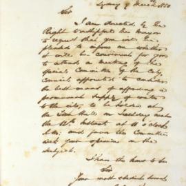 Letter - Request to attend a meeting of the Special Committee on Water Supply, 1850