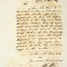 Letter - Mr Forrester informing state of the Hay and Cattle Market clock and action requested, 1849