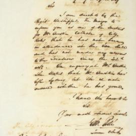 Letter - Informing that Mr Austin has not been at work and has left Sydney , 1849