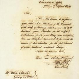 Letter - Informing Mr Sands his tender for supply of stationery 1849 was accepted, 1849