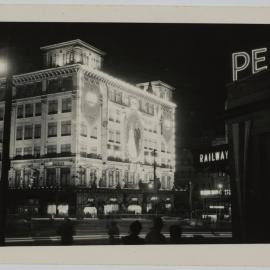 Mark Foys Limited decorated for royal visit of Queen Elizabeth II, Liverpool Street Sydney, 1954