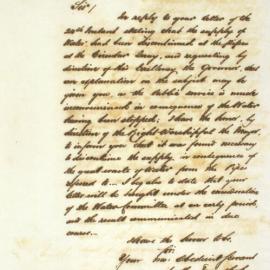 Letter - Supply of water at Circular Quay discontinued because of great waste of water, 1849