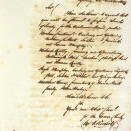 Letter - Prepare Bonds of Surety for works on Castlereagh, Elizabeth and Union Streets, 1849