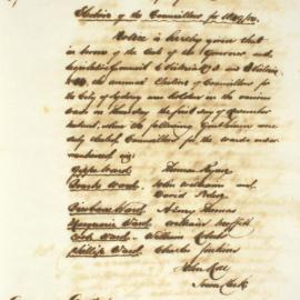 Letter - Councillors elected for Gipps, Bourke, Brisbane, Macquarie, Cook and Phillip Wards, 1849
