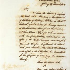 Letter - Council accepted tender for fencing at Lachlan Swamp and requested bond, 1850