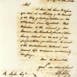 Letter - Council resolved that debentures be issued to Company., 1850