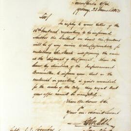 Letter - Reply to his letter stating that his offer of ballast cannot be accepted, 1850