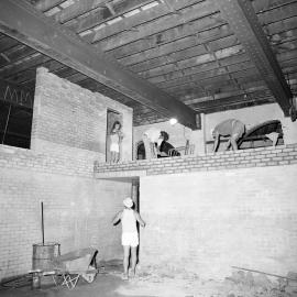 Constructing a brick wall, Paddington Town Hall, Oxford Street Paddington, circa 1976-1977