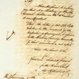 Letter - Referral to Hackney Carriage Committee of complaint regarding Inspector of Nuisances, 1853