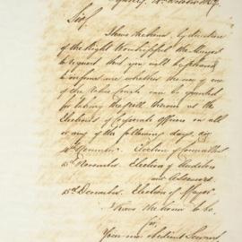 Letter - Use of Police coaches on election days, 1852