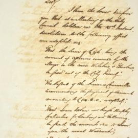 Letter - Council resolutions regarding payment of various expenses, 1852