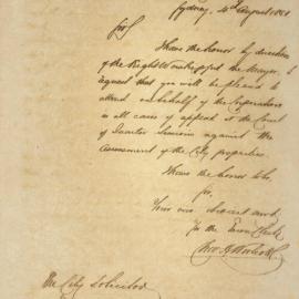Letter - Mayor to attend court cases about assessment of City properties, 1851