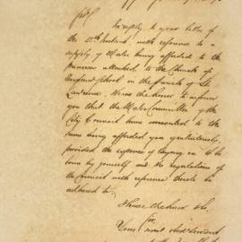 Letter - Free water to be supplied to St Lawrence Church of England School , 1851