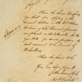 Letter - £6000 to be raised by Debentures on the Estimate for 1851 for water purposes, 1851