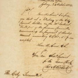 Letter - Approval of the payment of sundry accounts, 1850