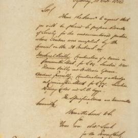 Letter - Request for Bonds of Surety, 1850