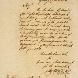 Letter - Request for estimate required by Mayor's committee for 1851, 1850