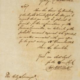 Letter - Request for estimate required by Mayor's office for 1851, 1850