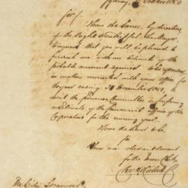 Letter - Request for estimate required by Mayor's office for 1851, 1850